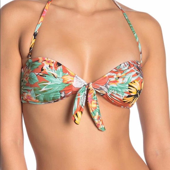 The Bikini Lab Halter Bra Bikini Top Swimwear BL0QA81 RST Floral Prints M NWT - Picture 3 of 16